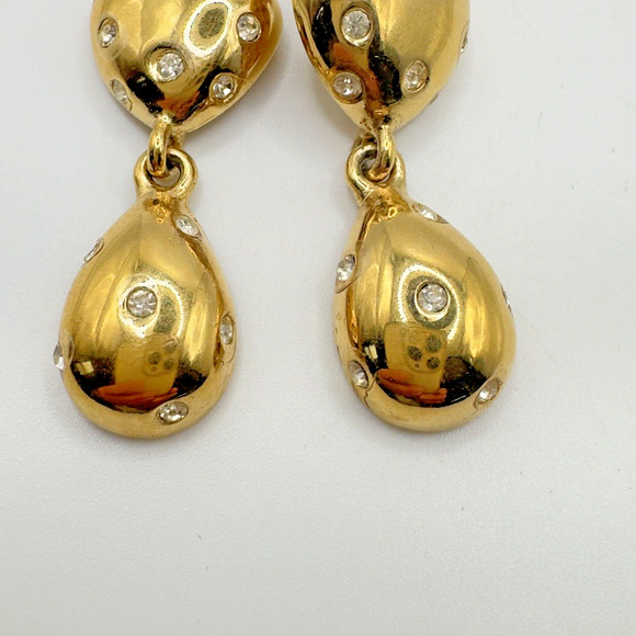 Givenchy Vintage Heart Clip Earrings Gold Tone Chunky Runway 1980 Valentines Day - Picture 7 of 12